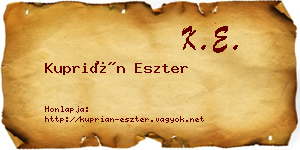 Kuprián Eszter névjegykártya